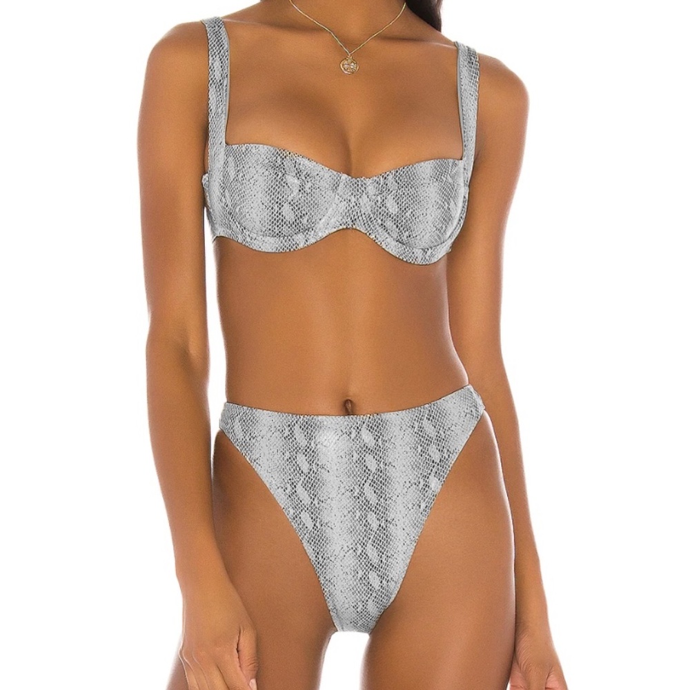 NWT - SKIN by SAME -  High Rise Bikini Bottom in color white venom